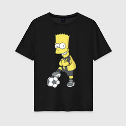 Футболка оверсайз женская Барт Симпсон - крутой футбольный форвард, цвет: черный