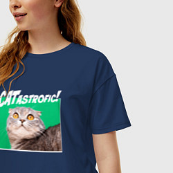 Футболка оверсайз женская КОТОстрофа!, цвет: тёмно-синий — фото 2