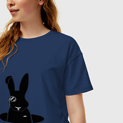 Футболка оверсайз женская Кролик с моноклем, цвет: тёмно-синий — фото 2