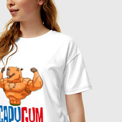 Футболка оверсайз женская CapyGYM - лучший бодибилдинг, цвет: белый — фото 2