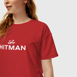 Футболка оверсайз женская Hitman - лого, цвет: красный — фото 2