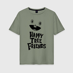 Футболка оверсайз женская Happy Three Friends - LOGO, цвет: авокадо