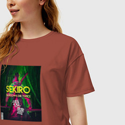 Футболка оверсайз женская Секиро неон, цвет: кирпичный — фото 2