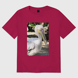 Футболка оверсайз женская Пеликан в природе, цвет: маджента