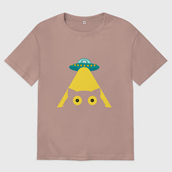 Женская футболка оверсайз Кот НЛО