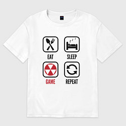 Футболка оверсайз женская Eat - sleep - Fallout - repeat, цвет: белый