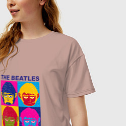 Футболка оверсайз женская The Beatles Monkeys, цвет: пыльно-розовый — фото 2