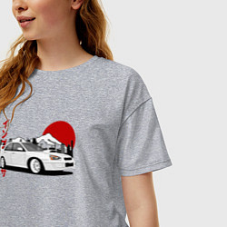 Футболка оверсайз женская Subaru Impreza WRX Sti Retro JDM, цвет: меланж — фото 2