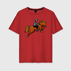 Футболка оверсайз женская Наездник на лошади, цвет: красный