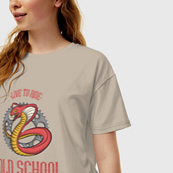 Футболка оверсайз женская Live to ride - old school, цвет: миндальный — фото 2