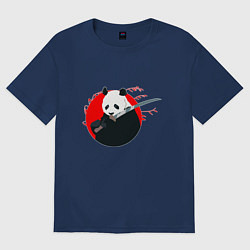 Футболка оверсайз женская Панда держит меч, цвет: тёмно-синий