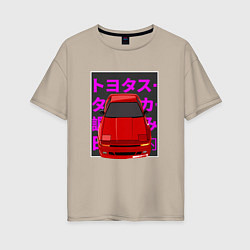 Футболка оверсайз женская Supra A70 MK3 JDM, цвет: миндальный