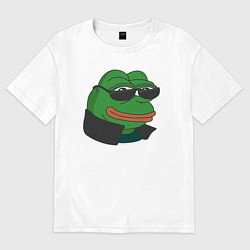 Футболка оверсайз женская Лягушонок Пепе крутой, цвет: белый