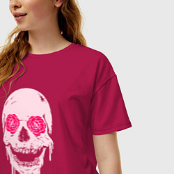 Футболка оверсайз женская Jolly skull, цвет: маджента — фото 2