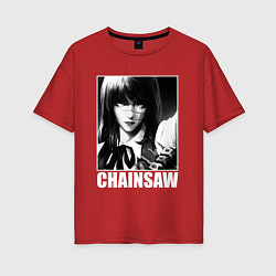Футболка оверсайз женская Chainsaw man - Аса Митака, цвет: красный