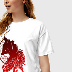 Футболка оверсайз женская Ловец снов и лис с перьями, цвет: белый — фото 2