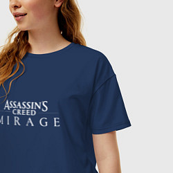 Футболка оверсайз женская Assassins creed логотип, цвет: тёмно-синий — фото 2