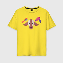 Футболка оверсайз женская Груминг собачки, цвет: желтый