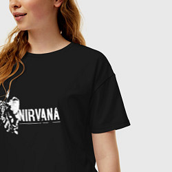 Футболка оверсайз женская Nirvana-Курт и гитара, цвет: черный — фото 2