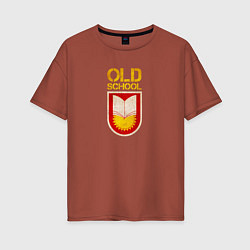 Футболка оверсайз женская Old School emblem, цвет: кирпичный