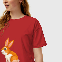 Футболка оверсайз женская Рыжий кролик, цвет: красный — фото 2