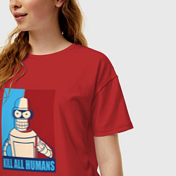 Футболка оверсайз женская Bender Futurama, цвет: красный — фото 2