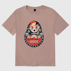 Футболка оверсайз женская Панк матрешка, цвет: пыльно-розовый