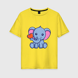 Футболка оверсайз женская Love Elephant, цвет: желтый