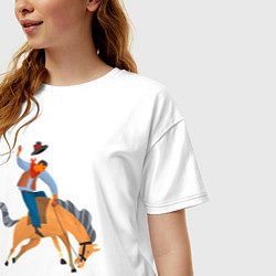 Футболка оверсайз женская Наездник на лошадкe, цвет: белый — фото 2