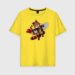 Футболка оверсайз женская Красная панда купидон, цвет: желтый