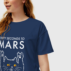 Футболка оверсайз женская Thirty Seconds to Mars rock cat, цвет: тёмно-синий — фото 2
