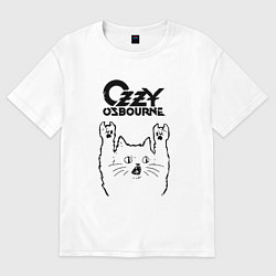 Футболка оверсайз женская Ozzy Osbourne - rock cat, цвет: белый