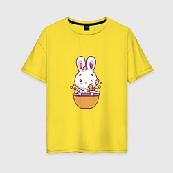 Футболка оверсайз женская Кролик в ванне, цвет: желтый