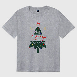 Футболка оверсайз женская Сновым годом на врачебном, цвет: меланж