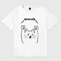 Футболка оверсайз женская Metallica - rock cat, цвет: белый