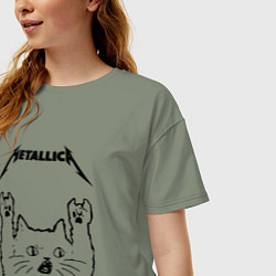 Футболка оверсайз женская Metallica - rock cat, цвет: авокадо — фото 2