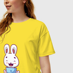 Футболка оверсайз женская Весёлый кролик, цвет: желтый — фото 2