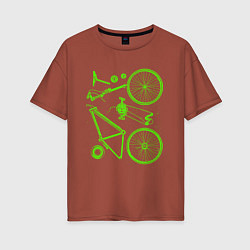Футболка оверсайз женская Детали велосипеда, цвет: кирпичный