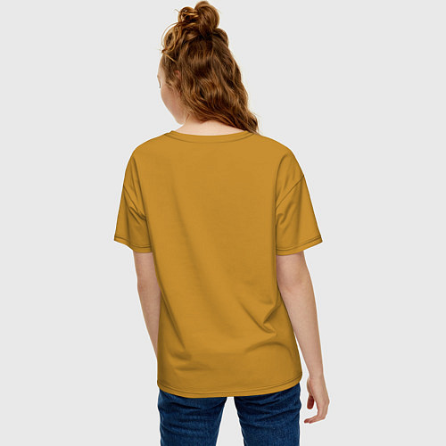 Женская футболка оверсайз Тигнари в квадрате / Горчичный – фото 4
