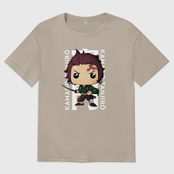 Футболка оверсайз женская Фанки поп Танджиро, цвет: миндальный