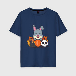 Футболка оверсайз женская Rabbit halloween, цвет: тёмно-синий