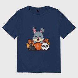 Футболка оверсайз женская Rabbit halloween, цвет: тёмно-синий