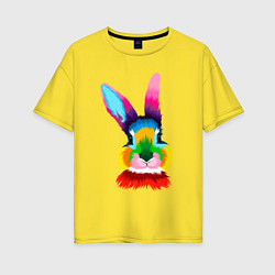 Футболка оверсайз женская Радужный кролик, цвет: желтый