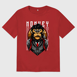 Футболка оверсайз женская Обезьяна в костюме, цвет: красный