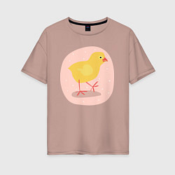Футболка оверсайз женская Цыплёнок, цвет: пыльно-розовый