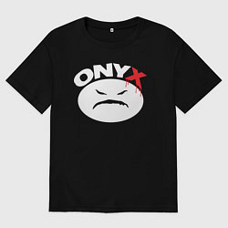 Футболка оверсайз женская Onyx logo white, цвет: черный