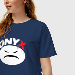 Футболка оверсайз женская Onyx logo white, цвет: тёмно-синий — фото 2