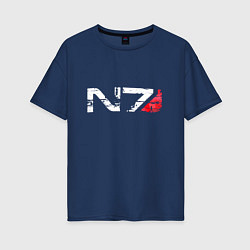 Футболка оверсайз женская Mass Effect N7 - Logotype, цвет: тёмно-синий