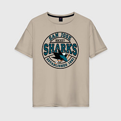 Футболка оверсайз женская San Jose Sharks, цвет: миндальный