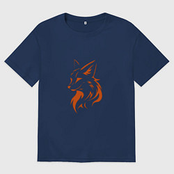 Футболка оверсайз женская Голова лисы, цвет: тёмно-синий